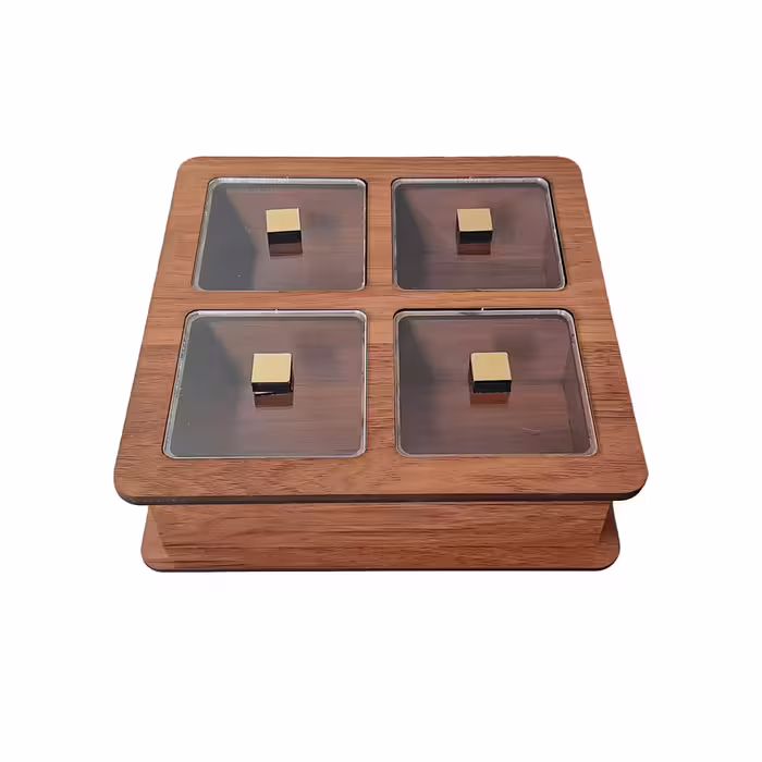 جعبه دمنوش مدل Cube-wood کد 125