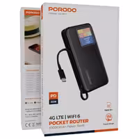 مودم همراه و پاوربانک 10000mAh پرودو مدل Porodo 4G LTE | WiFi 6 Pocket Router with Power Bank PDPBFCH087