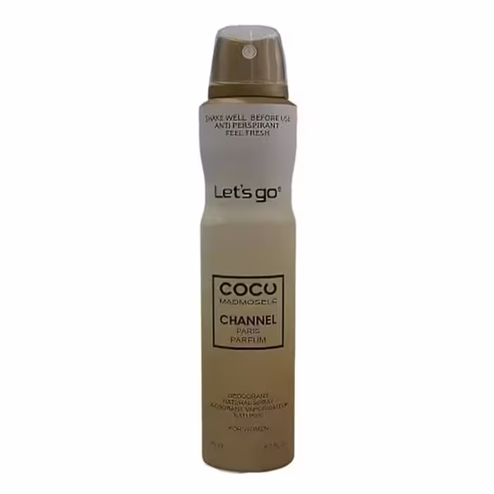 اسپری خوشبو کننده بدن زنانه lets go لتس گو مدل coco channel حجم 200 میلی لیتر | Let’s Go women’s Body Deodorant Spray Model coco channel 200 ml