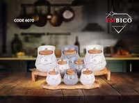 سرویس پاسماوری 8 پارچه یقه دار ماربل آب طلا سرامیکی امبیکو کد6070(شهرستان(تیپاکس)و پیک(تهران))