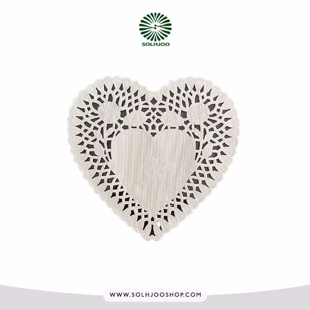 دانتل زیر کیک قلب 21.5 سانت 100عددی