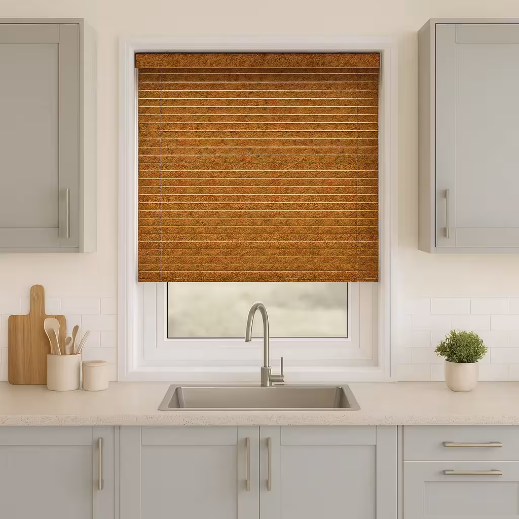 پرده کرکره ای چوبی طرح دار طرح چوب 50 میلیمتری - کد HLVI56