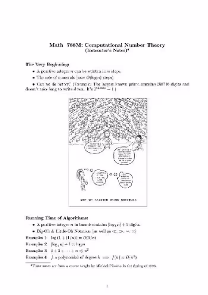 خرید و دانلود نسخه کامل کتاب Lecture notes Math788. Computational number theory