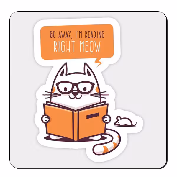 زیر لیوانی طرح گربه کتابخوان کد nzl570