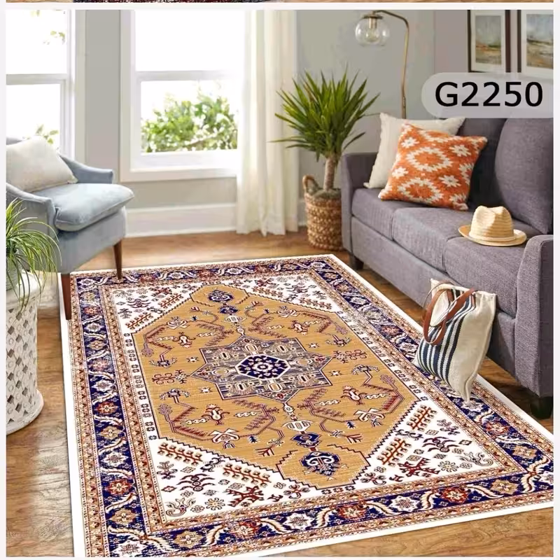 فرشینه مدرن1در1/5متری مخمل ترک هازان طرح گلیم سنتی