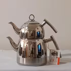 کتری و قوری 3 لیتر قوری استیل تمام استیل (NEZAZ) کد 2413