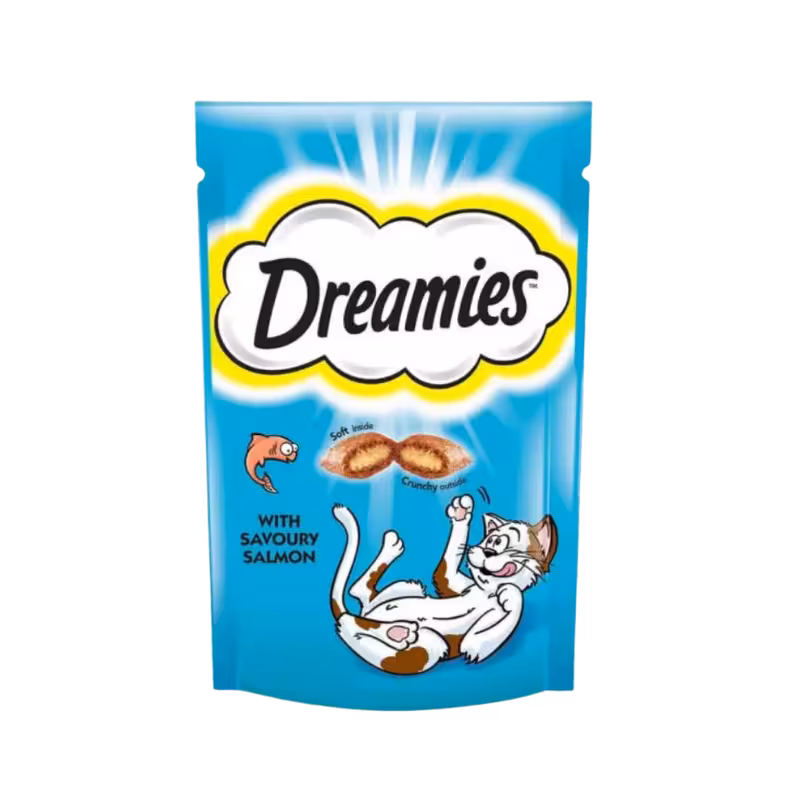 تشویقی گربه با طعم سالمون برند dreamies دریمیز 60 گرمی
