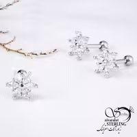 پیرسینگ گوش نگین دار طرح گل کد 12301