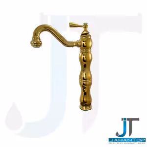 شیر روشویی اهرمی بلند طلایی آریانا (مدل کامو)