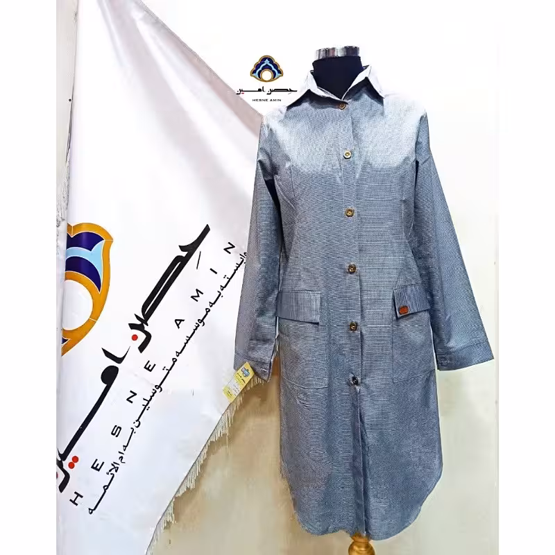 مانتو چهارخونه ریز اسپرت خاکستری مانتو راحتی مانتو 
