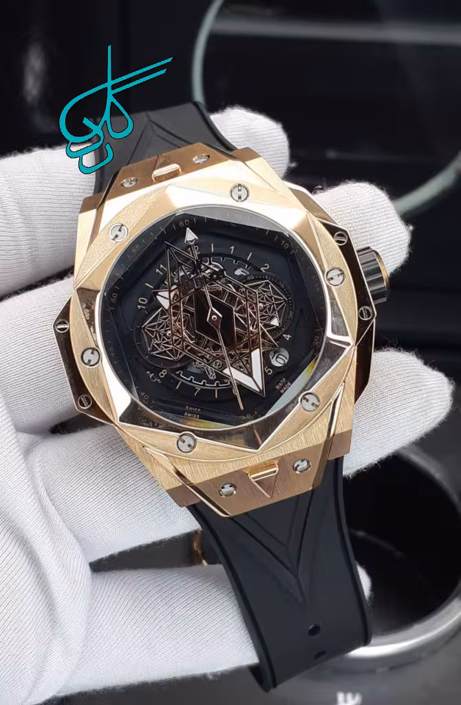 خرید ساعت مچی مردانه هابلوت کهکشانی مشکی سه موتوره پشت شیشه ای موتور ژاپن کیفیت عالی رنگ ثابت بند رابر کد 1917310 - ردگل