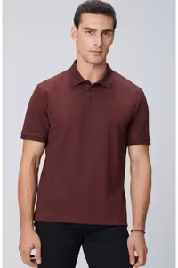 تی شرت یقه پولو مردانه BORDEAUX POLO YAKA دکمه ژاکارد Network
