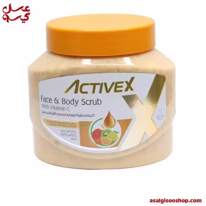اسکراب صورت و بدن اکتیوکس با ویتامین C حجم 500 میل  | ActiveX Face and Body Scrub with Vitamin C 500ml | کد 2892