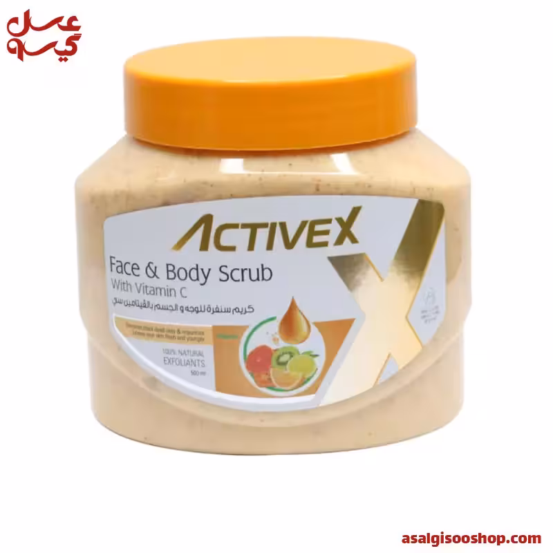 اسکراب صورت و بدن اکتیوکس با ویتامین C حجم 500 میل  | ActiveX Face and Body Scrub with Vitamin C 500ml | کد 2892