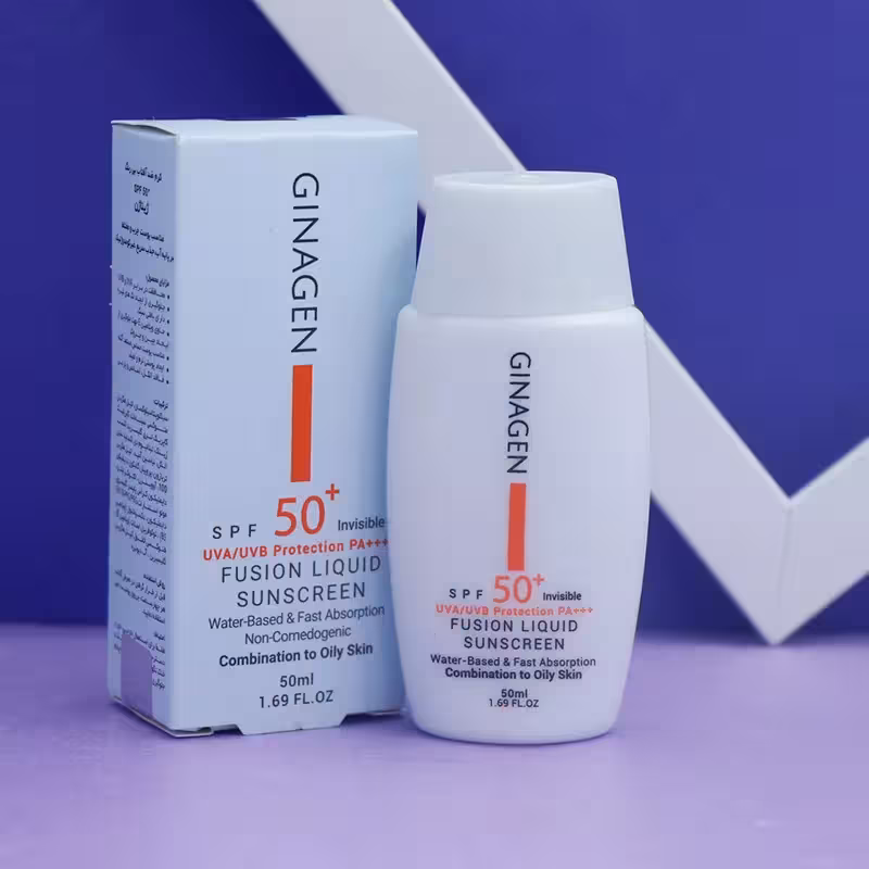 عمده فروشی کرم ضدآفتاب بی رنگ SPF50 مناسب پوست چرب و مختلط ژیناژن GINAGEN حجم 50 میل 92246