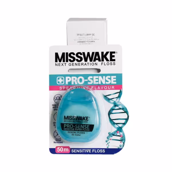 نخ دندان مدل وایتنینگ میسویکMisswake Whitening Sensitive Super Floss