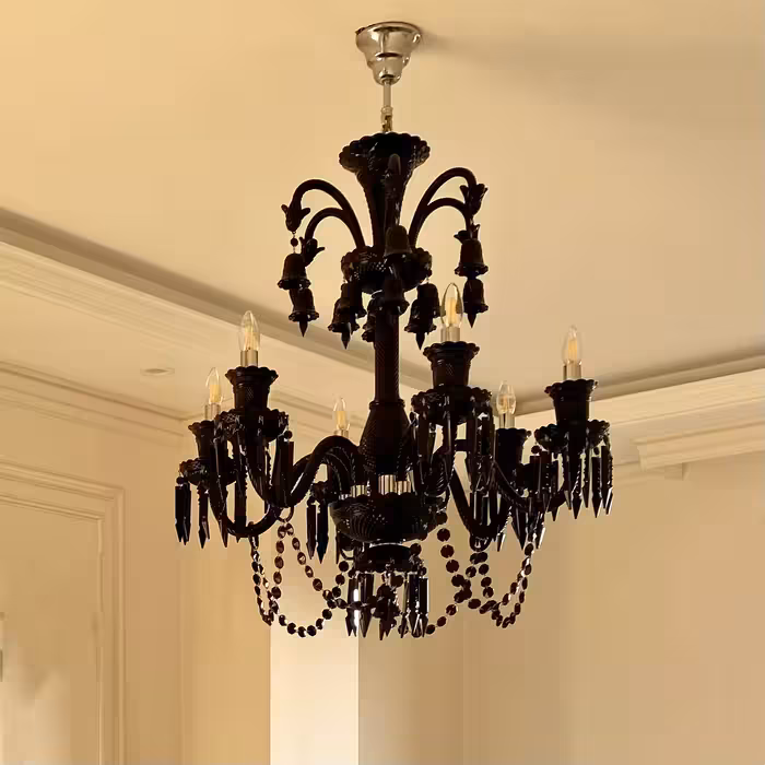 لوستر کلاسیک مشکی باکارات شش شاخه | ترنم گالری شیراز