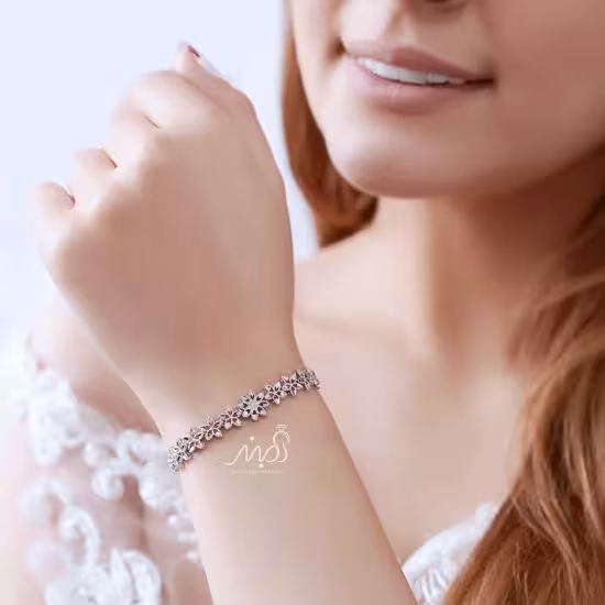 💍دستبند جواهری تراش طرح فلاور (D_7022)