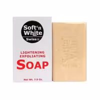 صابون لایه‌بردار و روشن‌کننده سافت اند وایت سوئیس 200 گرم |  Soft’n White Swiss Lightening Exfoliating Soap 7 oz