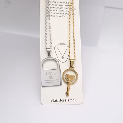 گردنبند استیل ست قفل کلید کد165