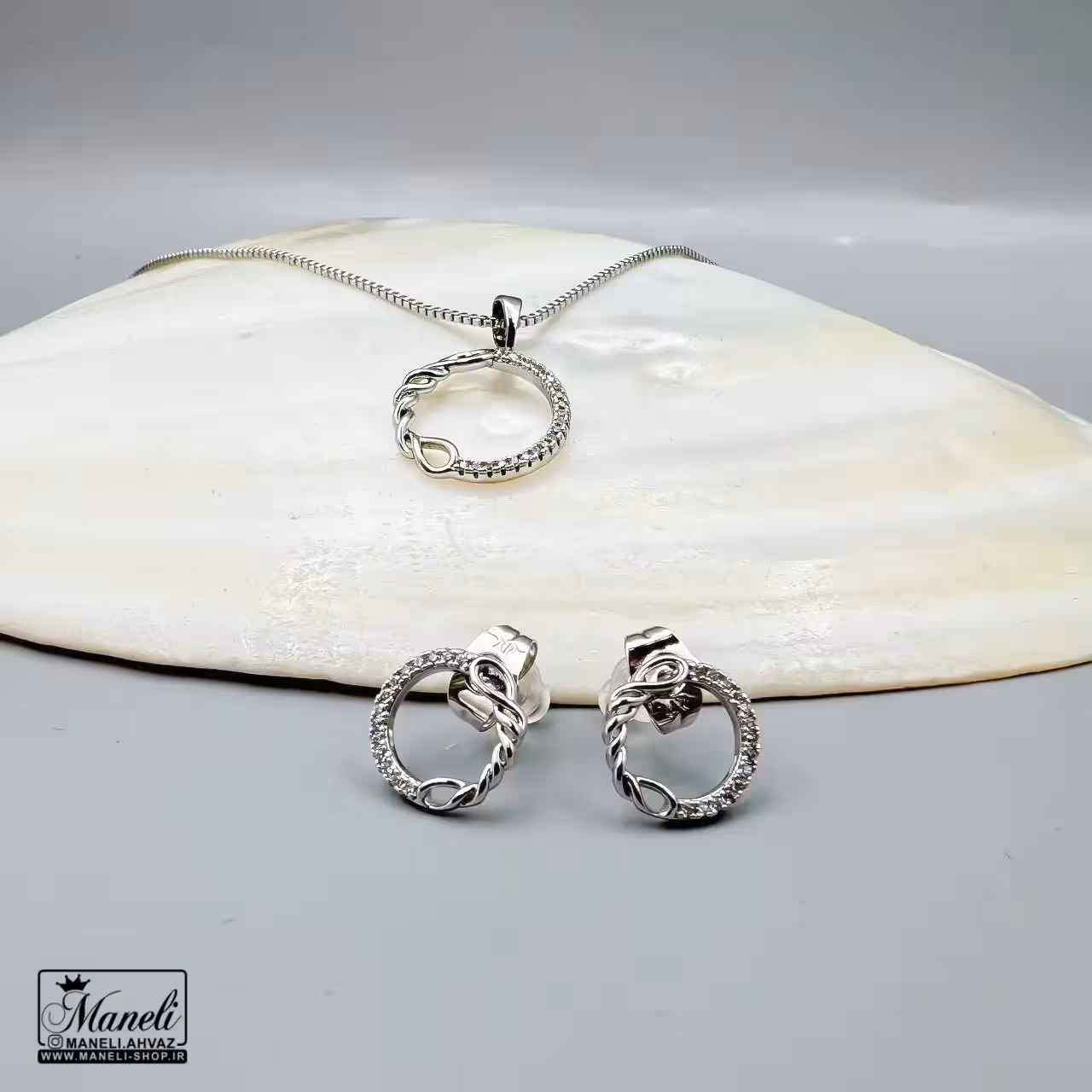 نیم ست نقره ای ظریف ژوپینگ | رنگ ثابت 14040149