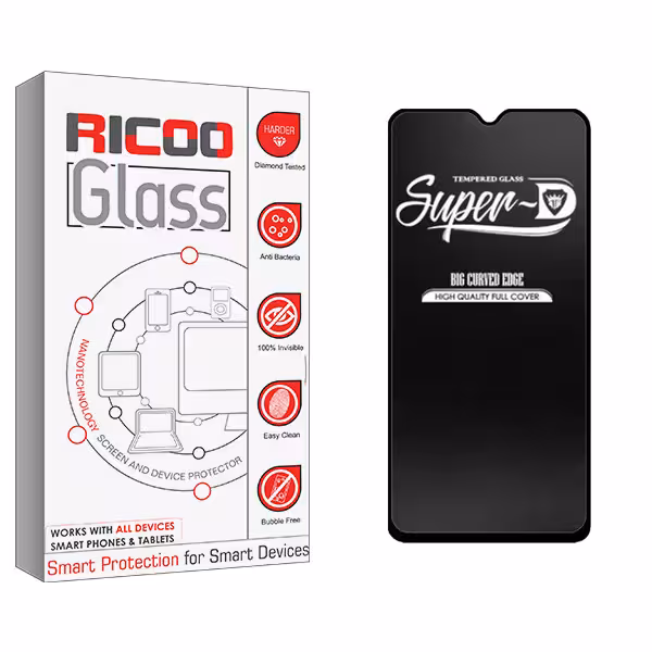 محافظ صفحه نمایش شیشه ای ریکو مدل Ricoo Glass Super-D مناسب برای گوشی موبایل شیائومی Poco M3 \ Note 8 Pro