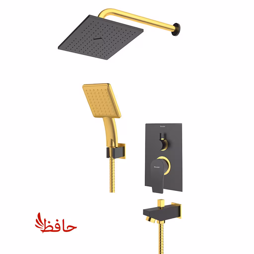 شیر حمام توکار شودر مدل رومر پلاس مشکی طلایی تیپ 4