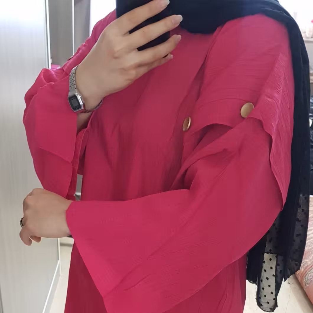 شومیز زنانه جنس کراش دارای کشسانیرنگ سرخابی مناسب سایز 38 تا 44