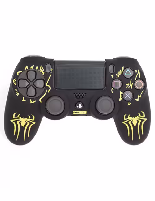روکش محافظ دسته PS4 لیزری مشکی زرد طرح اسپایدرمن