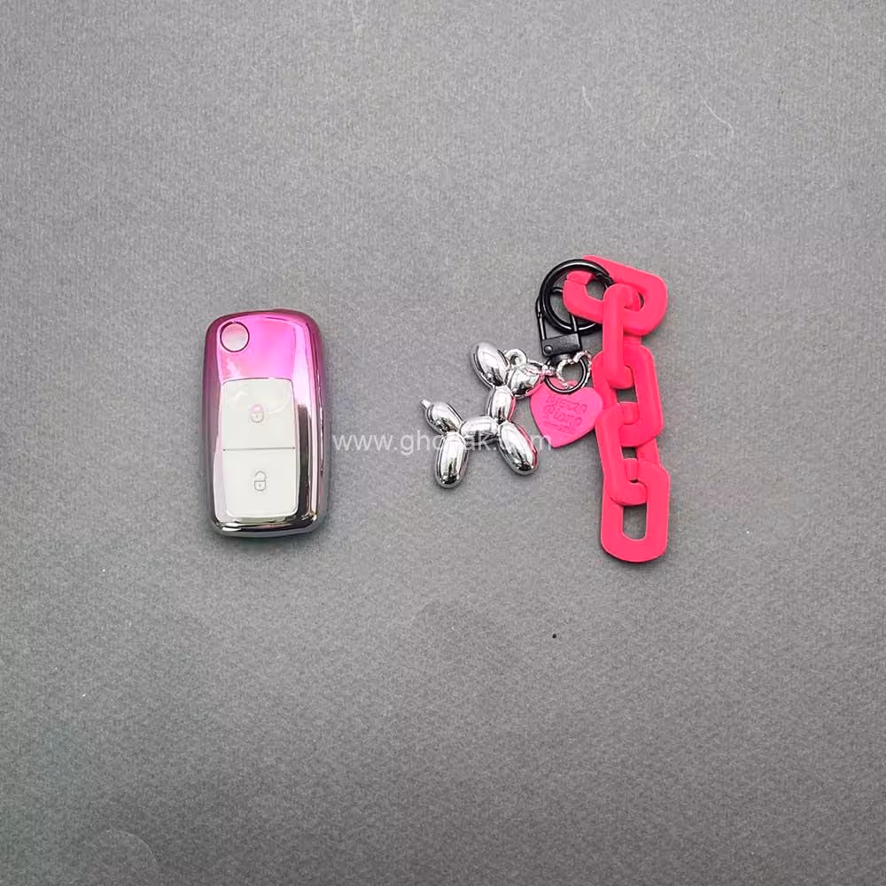 کاور ریموت پژو 405 و پارس کلید تاشو دو دکمه پینک با بند ست