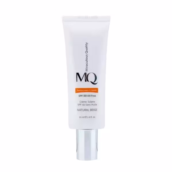 کرم ضدآفتاب فاقد چربی بژ طبیعی SPF50 ام‌کیو 55 میلی‌لیتر MQ