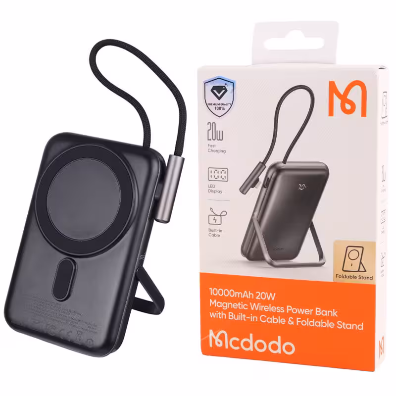 پاور بانک بی سیم فست شارژ مک دودو MC-181 PD 20W ظرفیت 10000 میلی آمپر ساعت