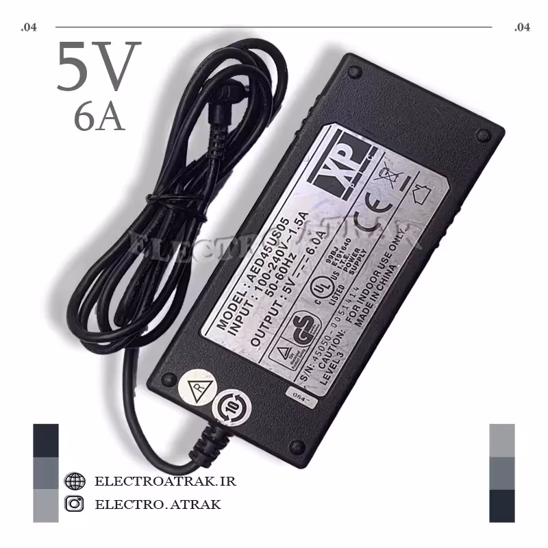 آداپتور 5 ولت 6 آمپر اصلی برند XP