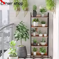 استند ویترینی و جا گلدانی چوب و فلز کد 9831