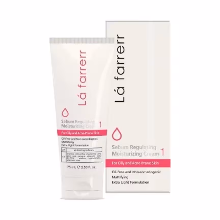 کرم کنترل کننده چربی و آبرسان لافارر شماره 1 مخصوص پوست های چرب و مستعد آکنه حجم 75میل