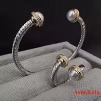 ست زنانه YSX شامل  بنگل و انگشتر فری سایز  مروارید کد NIM141015W