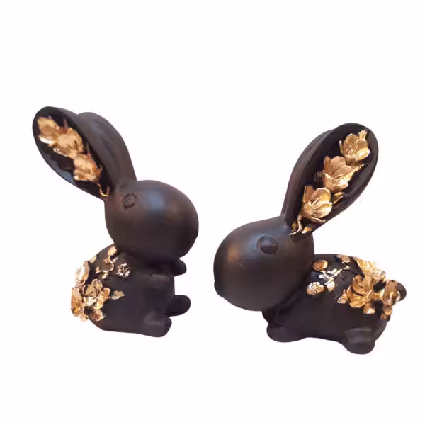 مجسمه  مدل خرگوش گلدار مجموعه 2 عددی