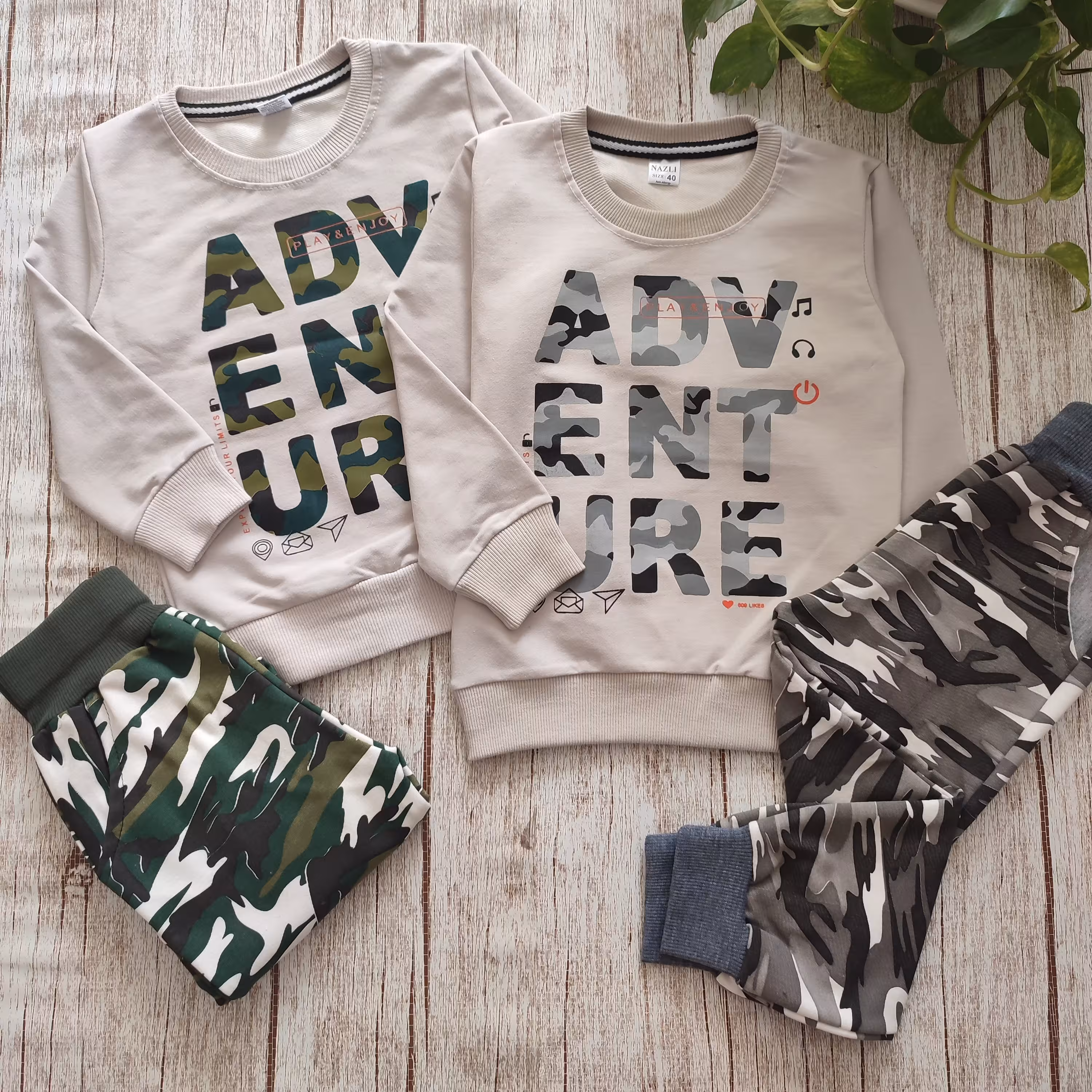 بلوز شلوار پسرانه طرح چریکی جنس دورس  پنبه (2تا5سال )