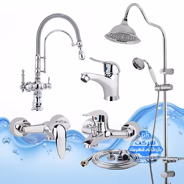 ست 6 عددی شیرآلات مدل قهرمان | شیر ظرفشویی کلاسیک دومنظوره بیزانس   روشویی   حمام   توالت   شلنگ توالت   علم دوش شیپوری | کروم براق