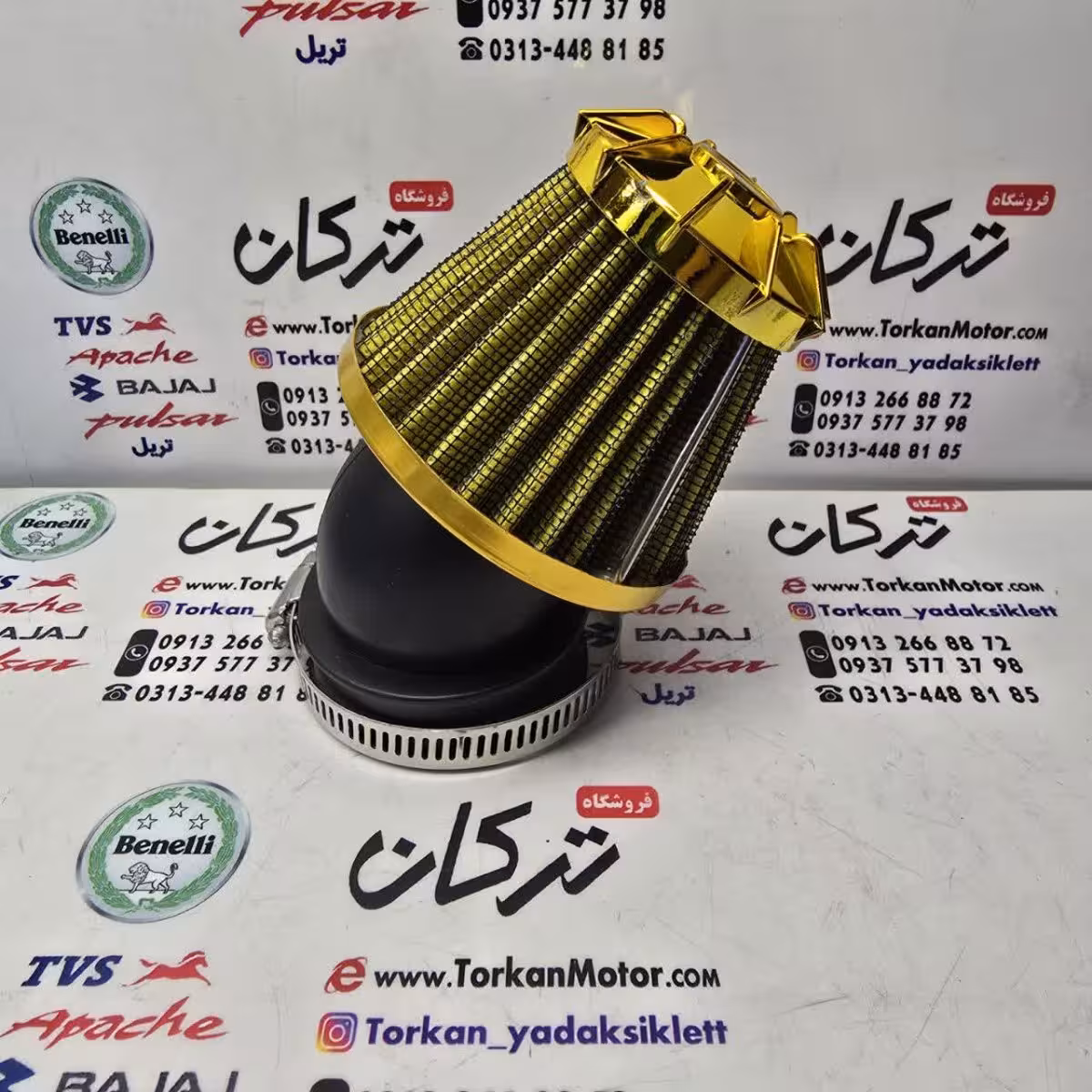 فیلتر ( ابر ) هواکش اسپرت انواع موتورسیکلت زرد طلایی