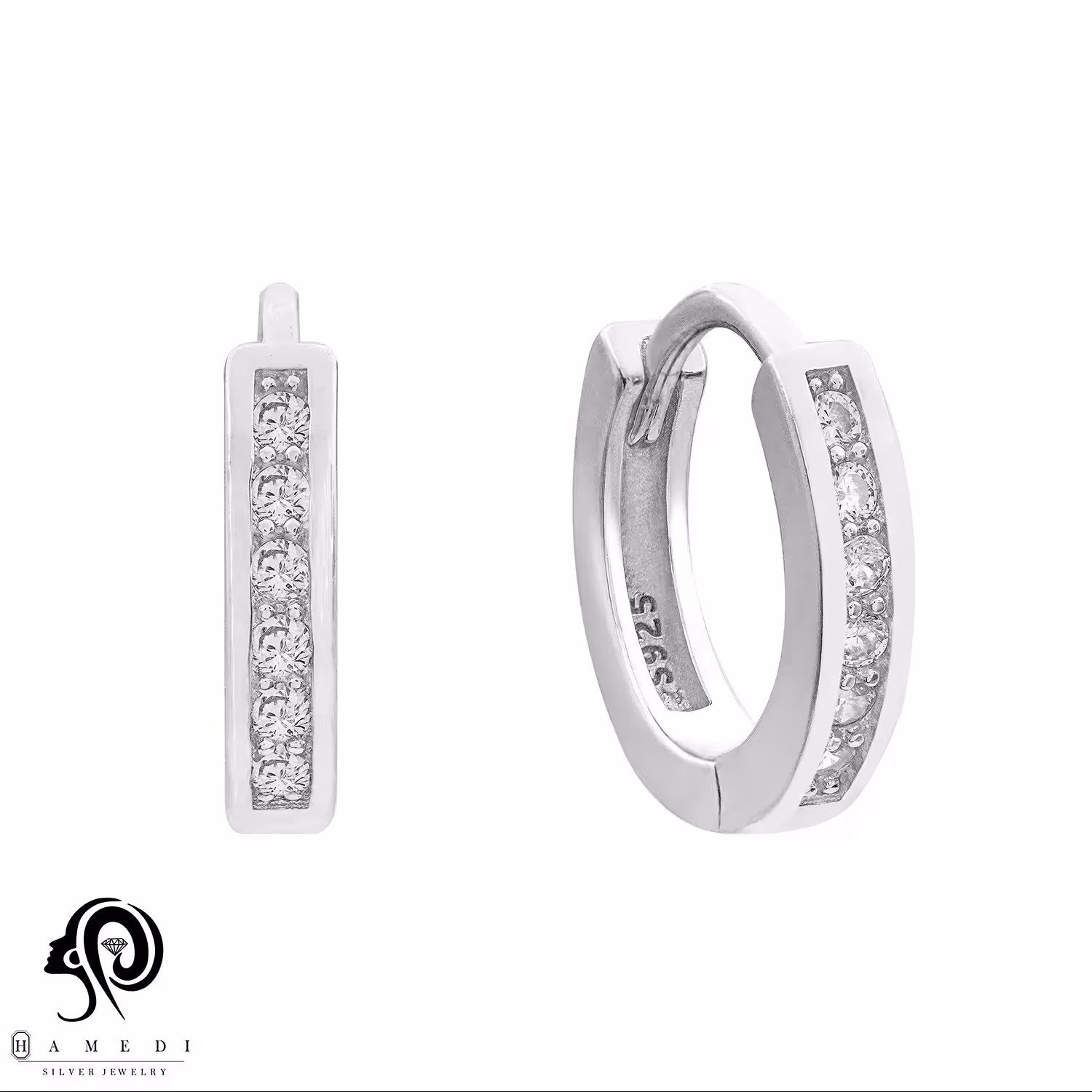 گوشواره نقره زنانه حلقه ساده مدل EE B121