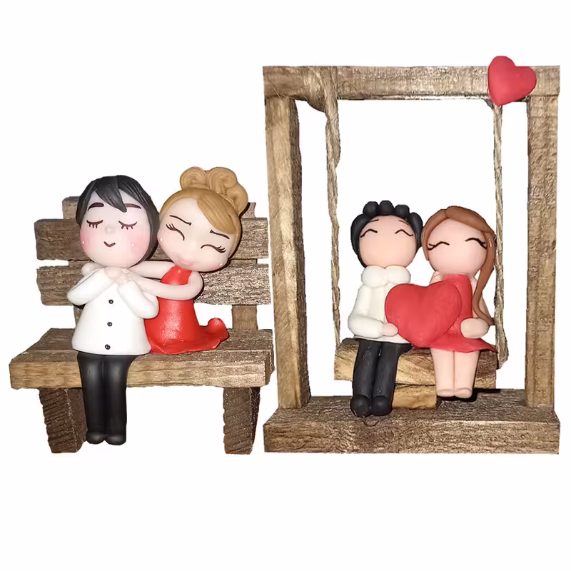 ابزار کادویی مدل دختر پسر عاشق طرح خمیری کد 02 مجموعه 2 عددی