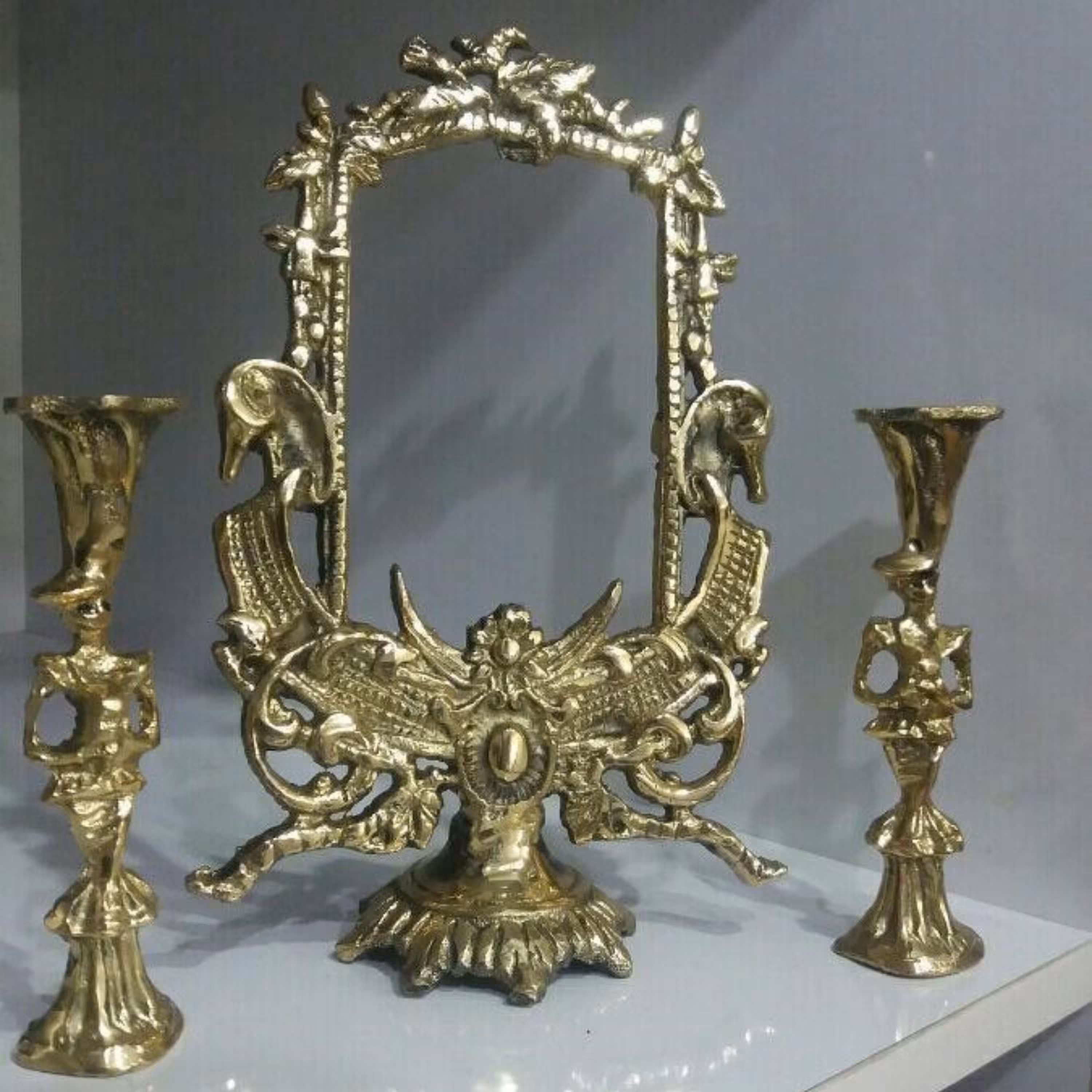 آینه شمعدون برنزی مخصوص سفره هفت سین و ...