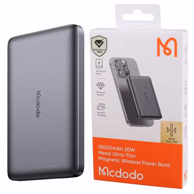 پاور بانک بی سیم فست شارژ مک دودو MC-465 PD 20W ظرفیت 10000 میلی آمپر ساعت