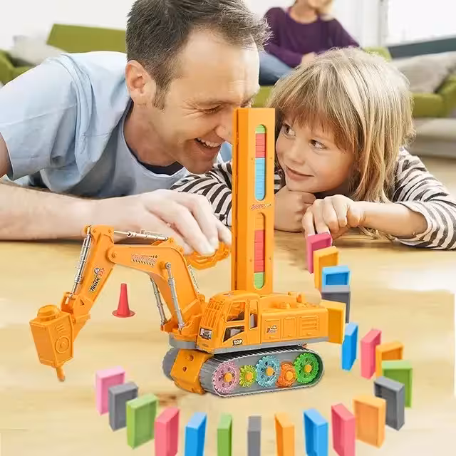 بیل مکانیکی دومینو ساز موزیکال چرخدنده ای 120 قطعه