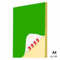 خرید کاغذ پشت چسب دار سبز سایز A4 بسته 100 برگی