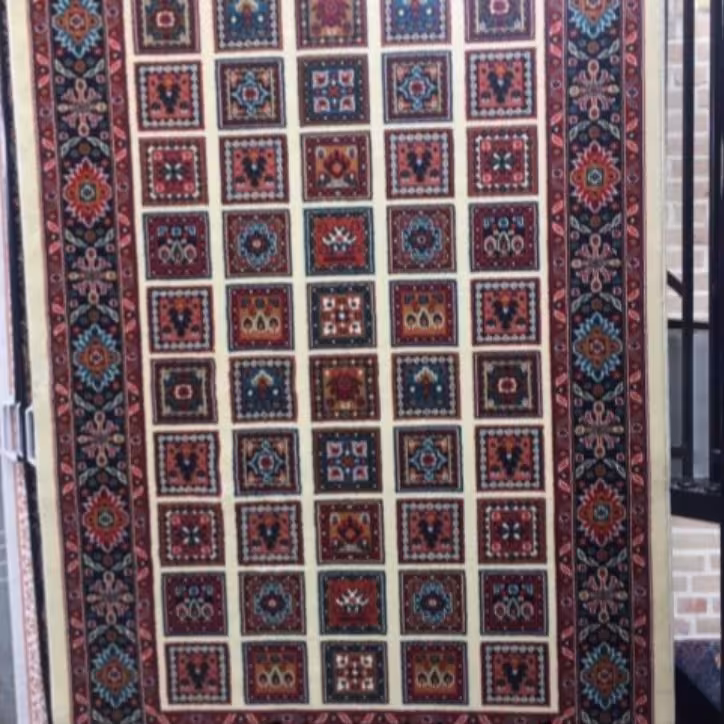 فرش فانتزی ماشینی سایز  6 متری کد 337 کرم  500 شانه 