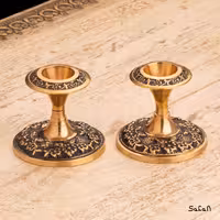 شمعدان برنجی طلایی مدل شقایق جفت