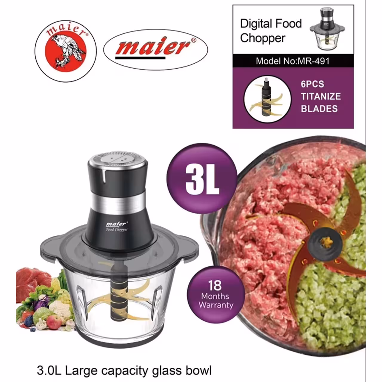 خردکن 3 لیتری مایر مدل MR-491