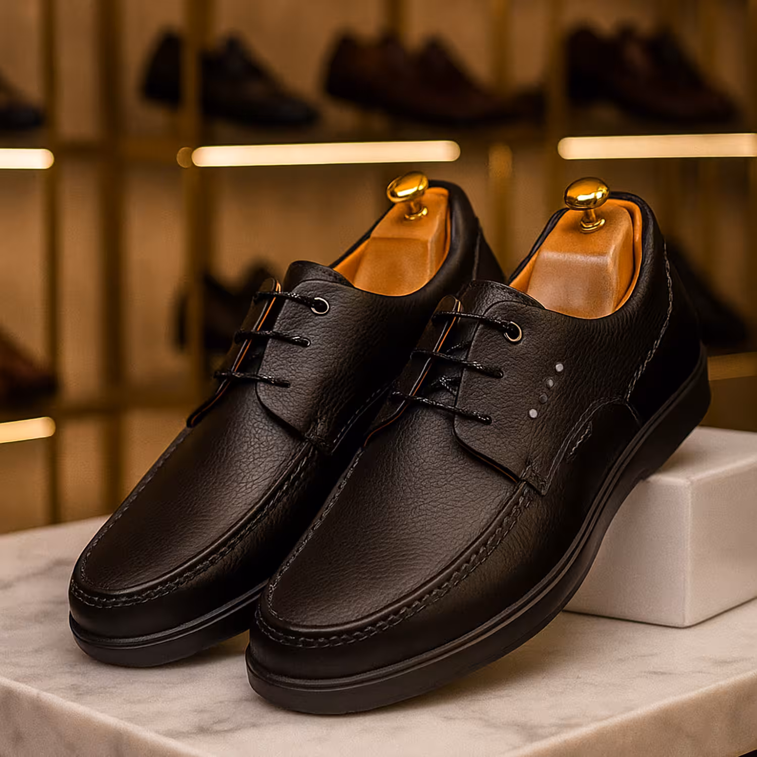 کفش روزمره مردانه چرم طبیعی کد SP107BK رنگی مشکی